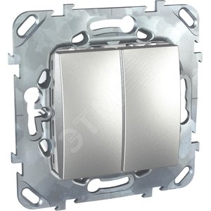 UNICAtop Переключатель двухклавишный в рамку      алюминий