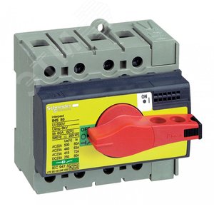 Выключатель-разъединитель INS63 3p красная рукоятка/желтая панель 28918 Schneider Electric - 2