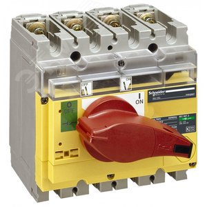 Выключатель-разъединитель INV160 3п красная рукоятка/желтая панель 31184 Schneider Electric - 2