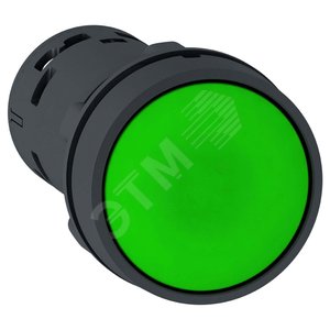 Кнопка зеленая с фиксацией 22мм 1но