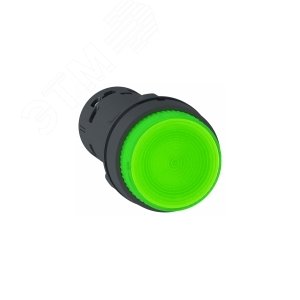 Кнопка 22мм 230В зеленая с подсветкой