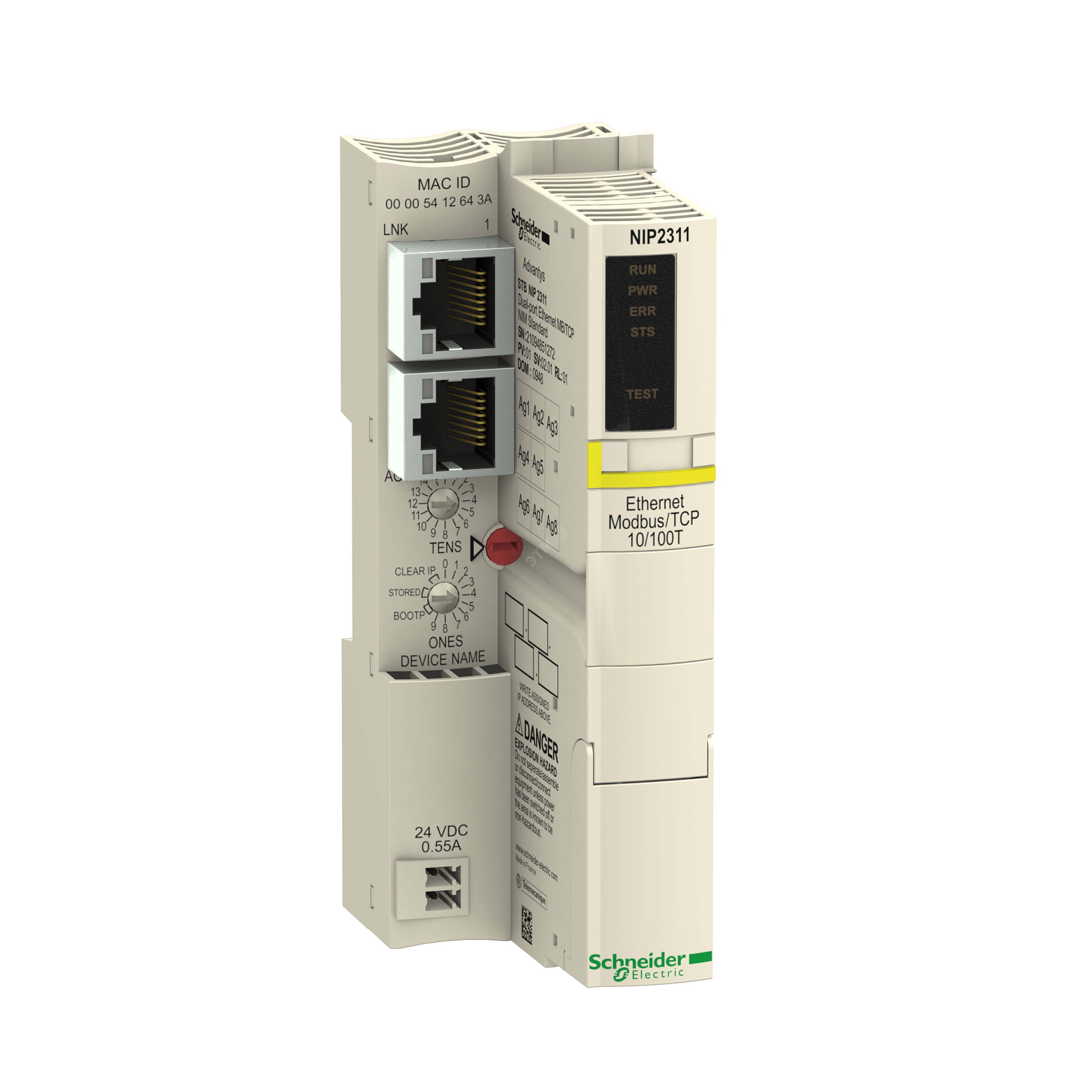 Модуль Ethernet Modbus TCP Dual-port артикул STBNIP2311 Schneider ...