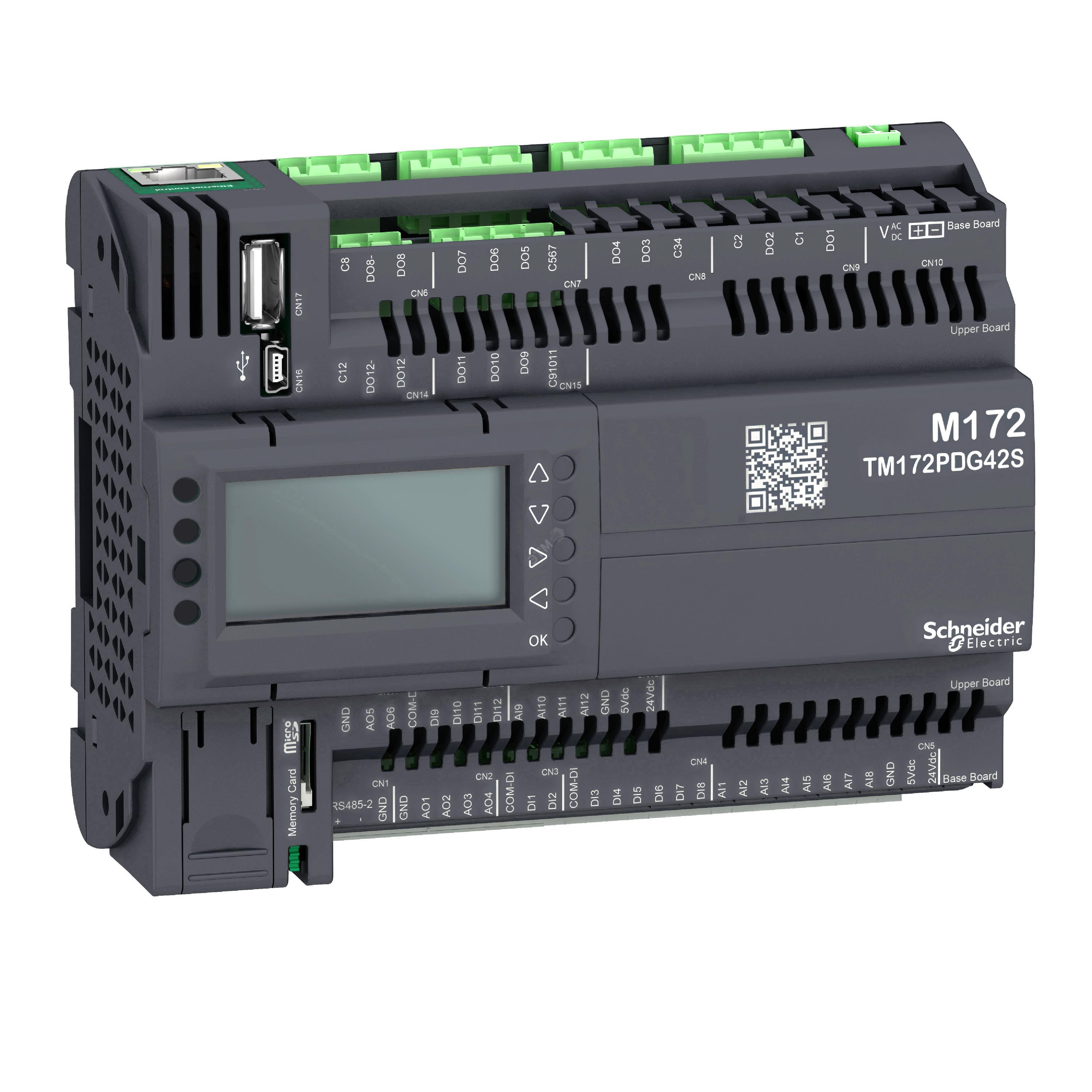 Контроллер программируемый логистический ПЛК М172 дисплей 42I/O Eth 2 MB 2 SSR TM172PDG42S Schneider Electric - превью