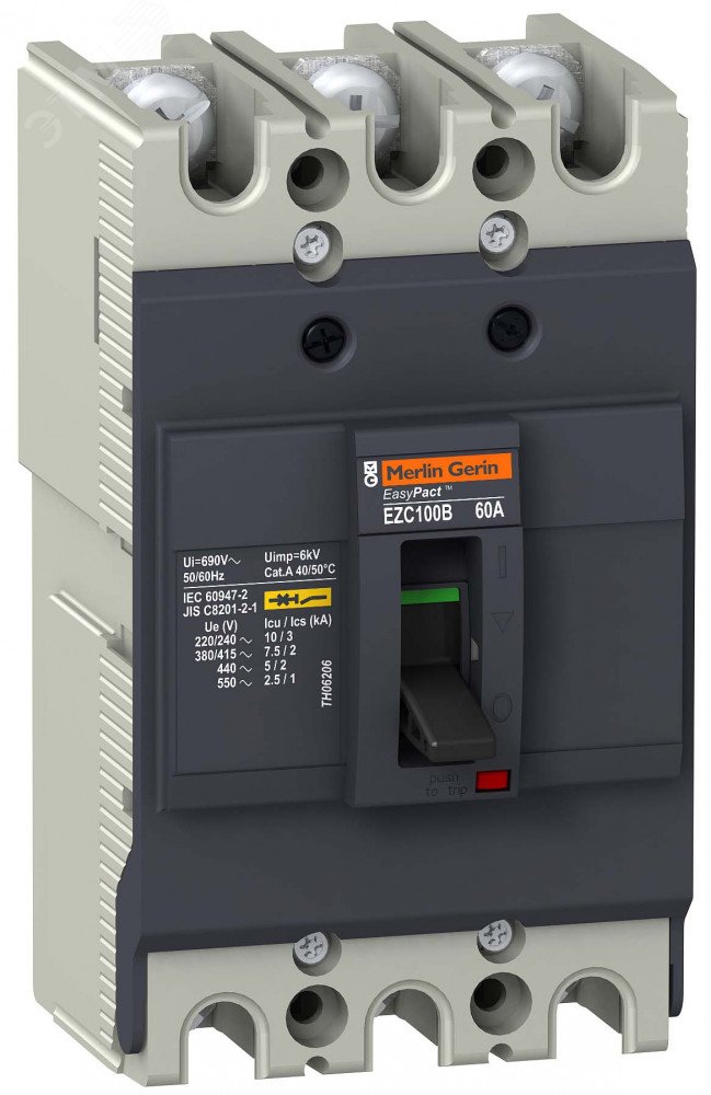 Выключатель автоматический трехполюсный EZC100 7.5 KA/400 В 3T 50 A EZC100B3050 Schneider Electric - превью 3