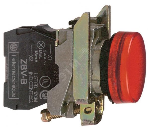 Лампа сигнальная 22мм 24в светодиодная красная XB4BVB4 Schneider Electric - превью 2