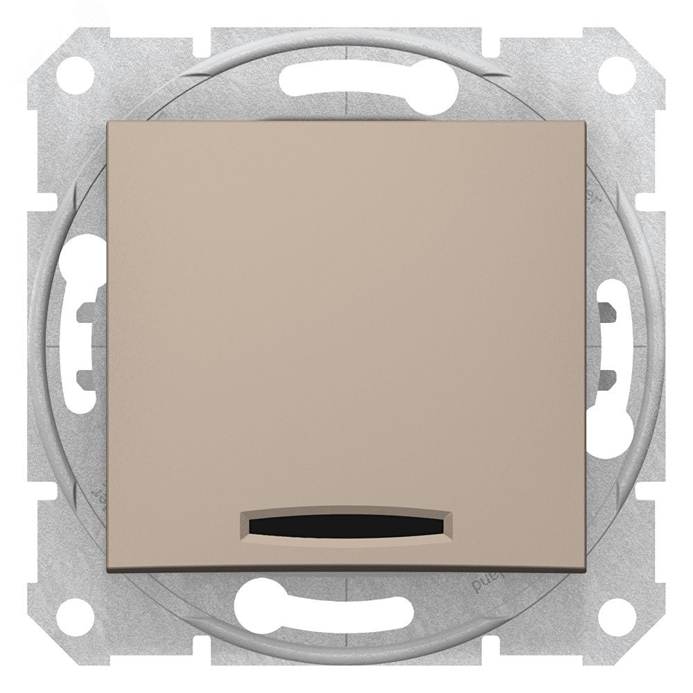 Выключатель одноклавишный, с подсветкой, в рамку, титан SDN1400168 Schneider Electric - превью