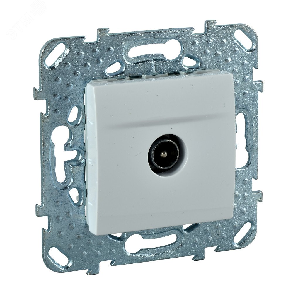 Изображение товара Розетка телевизионная UNICA TV в рамке белая однопостовая монтаж в стену