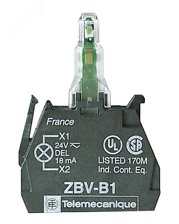 Блок сигнальный светодиодный зеленый 24В винт ZBVB3 Schneider Electric - превью 5
