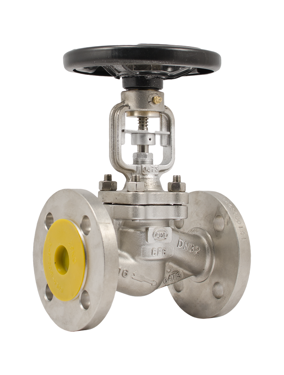 Клапан (Вентиль) запорный сильфонный фланцевый DN80 PN40, сталь нержавеющая