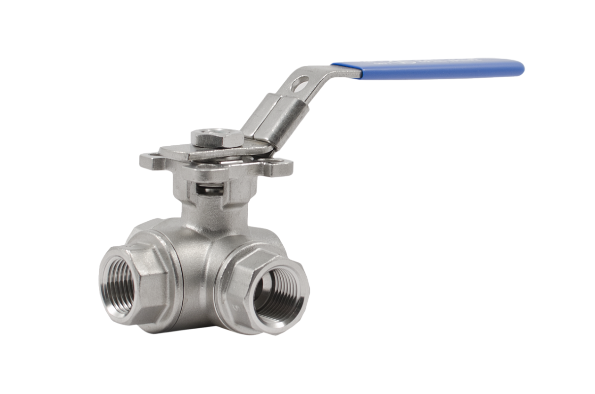 Кран шаровой 3-х ходовой нержавеющая сталь DN08 PN63 полупроходной с ISO фланцем Т-порт BV03Т.04.008.63.Р/Р