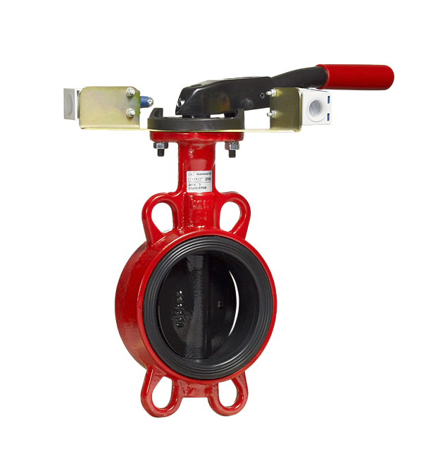 Дисковый Поворотный Затвор ГРАНВЭЛ с ручкой, DN050, PN16, с 2-мя концев. выключ KB NEW, IP65, ЗПВС-050x1,6 - FL (w)-3-050-MN-E