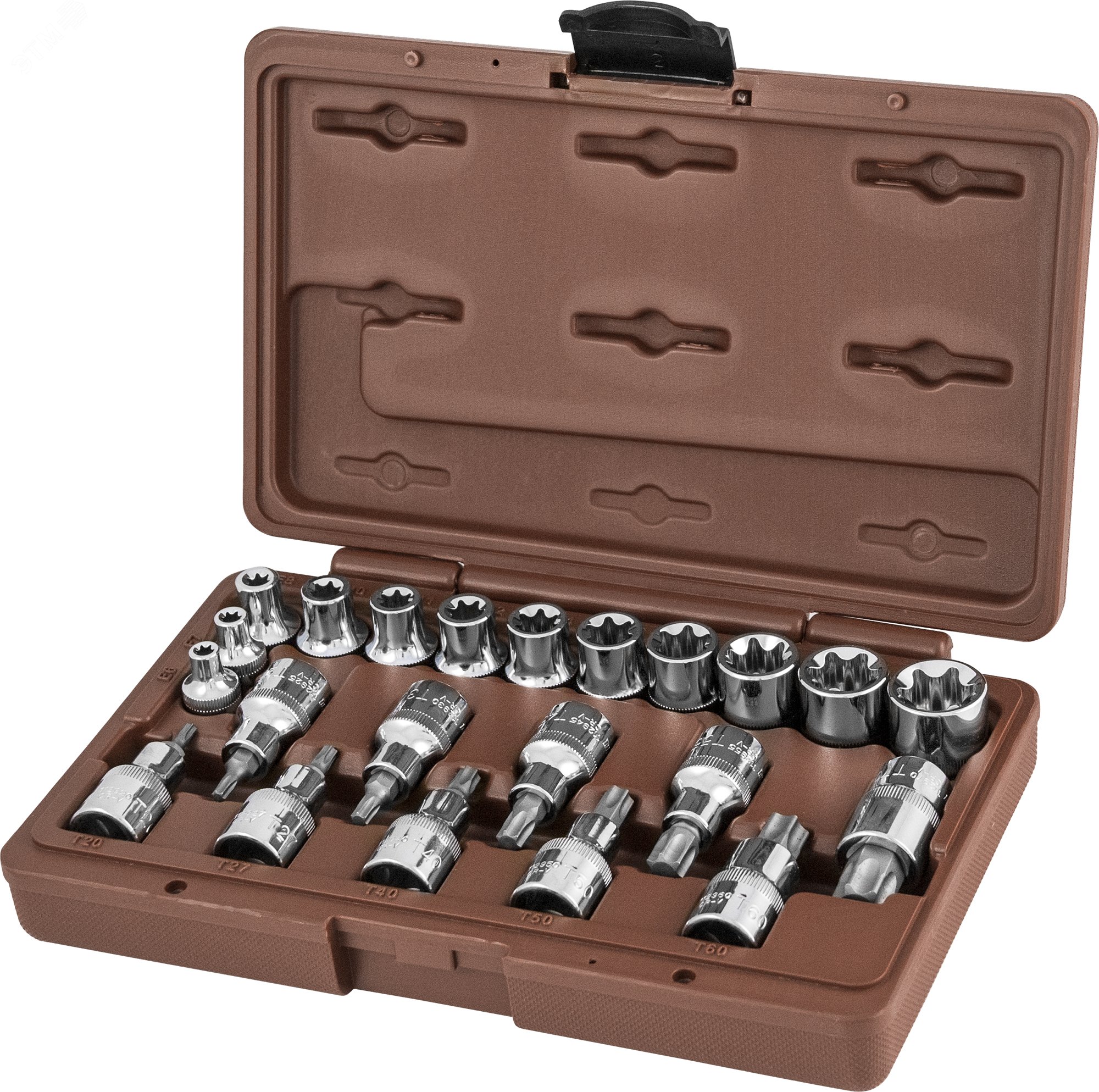 Изображение товара Набор головок торцевых, внешний TORX®, и насадок с вставками-битами TORX®, 22 предмета (шт)