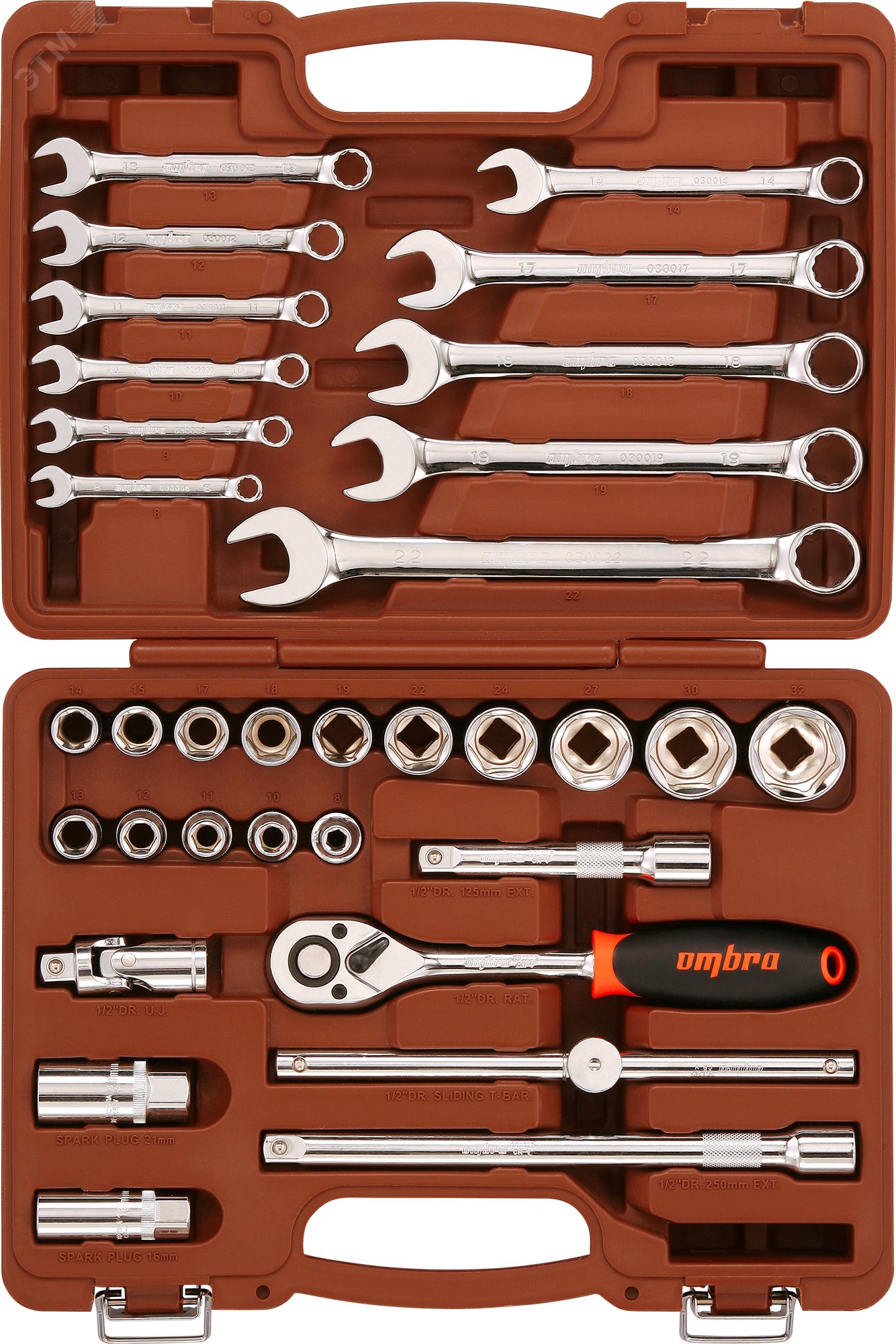 Изображение товара Набор инструмента универсальный 1/2''DR, 33 предмета (шт)