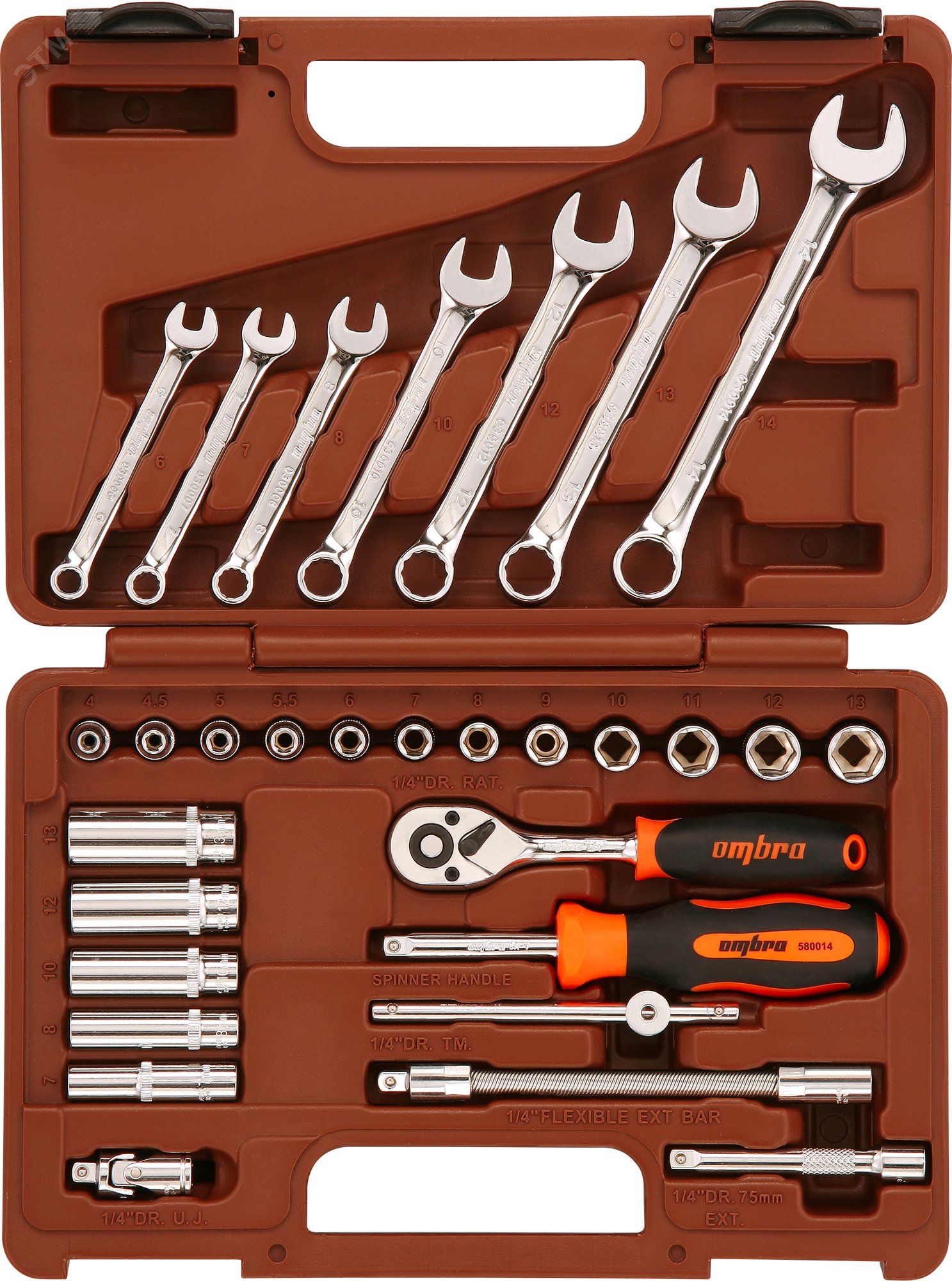 Изображение товара Набор инструмента 1/4''DR, 30 предметов, компактный и универсальный