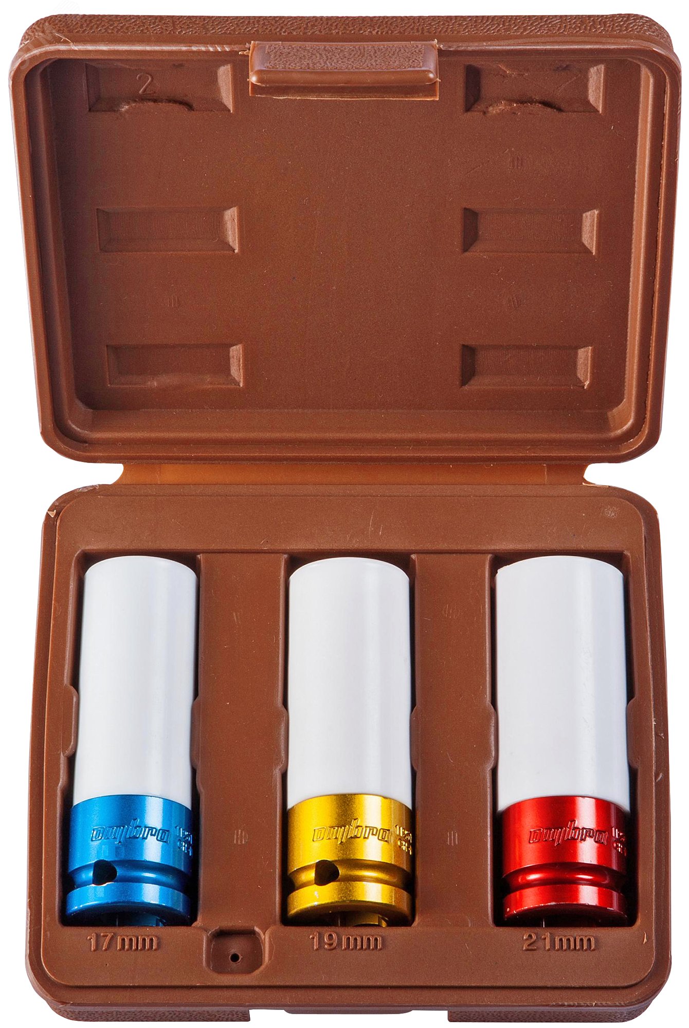 Изображение товара Набор головок торцевых глубоких для ударного инструмента 1/2''DR, для лекгосплавных колесных дисков, 17,19,21 мм, 3 предмета (шт)