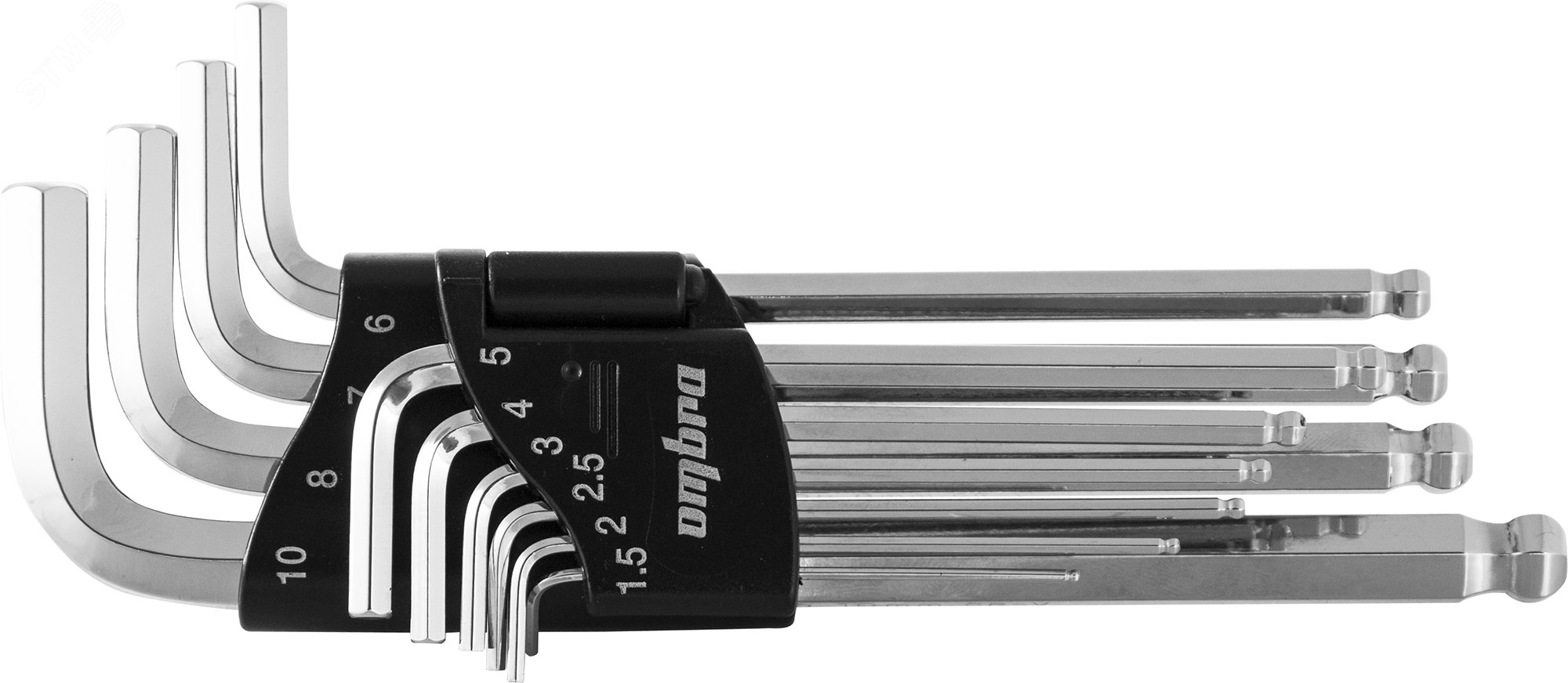 Изображение товара Набор ключей торцевых шестигранных с шаром H1.5-H10, 10 предметов (шт)