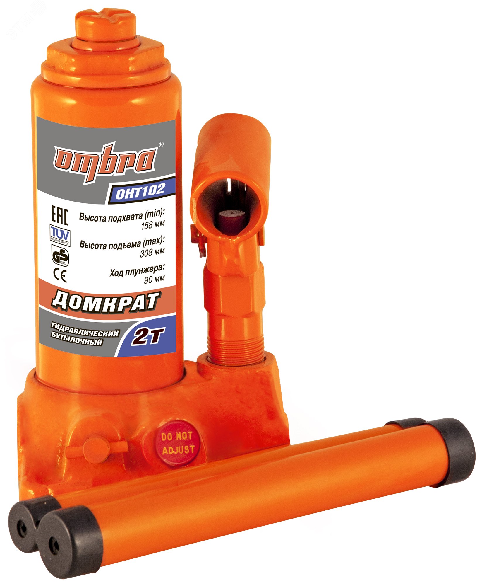 Изображение товара Домкрат гидравлический бутылочный 2 т 158-308 мм Ombra OHT102