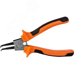 Изображение товара Щипцы загнутые 90 град. для стопорных колец с двухкомпонентными рукоятками, разжим, 180 мм, 5-32 мм (шт)