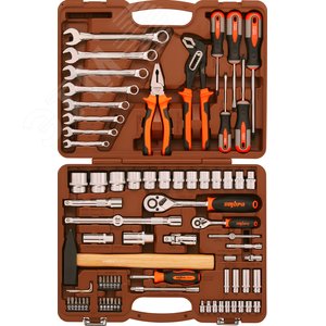 Изображение товара Набор инструмента универсальный 1/4'', 1/2''DR, 77 предметов (шт)