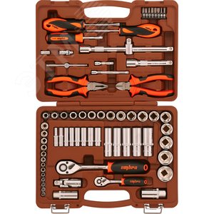 Изображение товара Набор инструмента универсальный 1/4'', 1/2''DR, 69 предметов (шт)