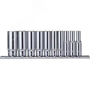 Изображение товара Набор головок торцевых глубоких 1/4''DR на держателе, 5-14 мм, 10 предметов (шт)
