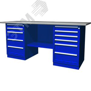 Изображение товара Верстак с двумя тумбами, тумба с 5 ящиками и тумба с 6 ящиками, 1900х686х820 мм (шт)