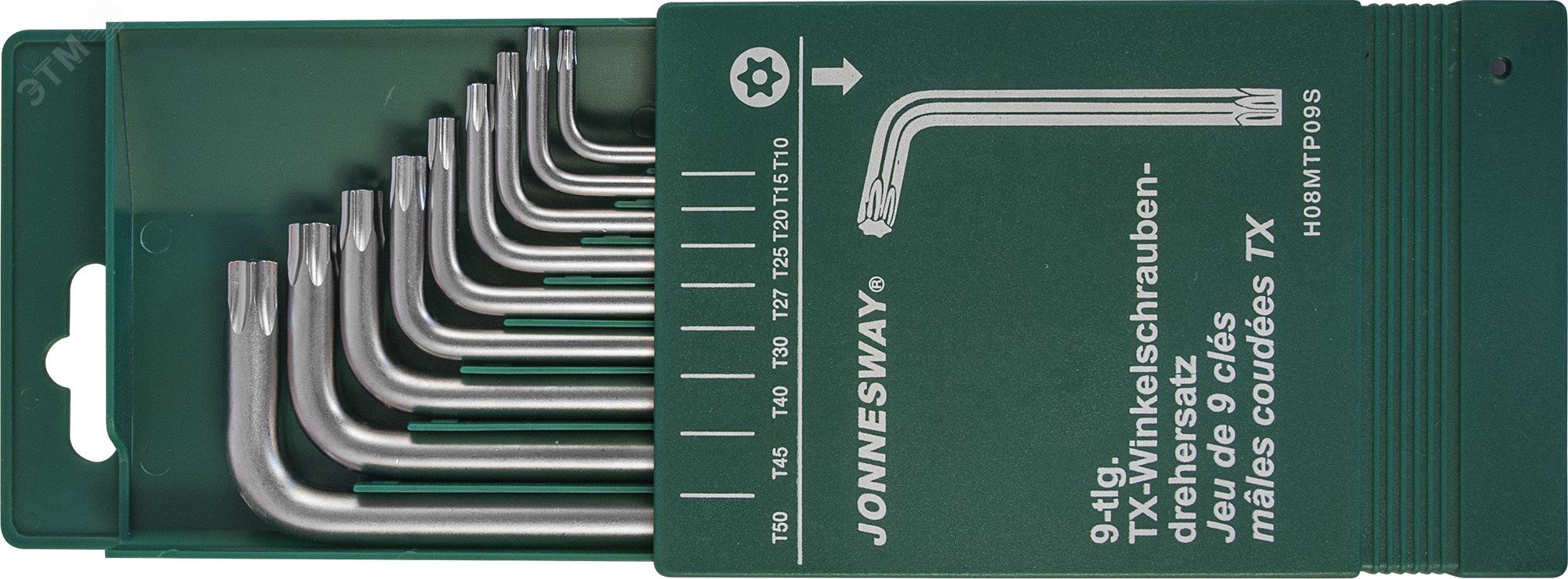 Набор ключей торцевых TORX® с центрированным штифтом Т10-50, 9 предметов H08MTP09S Jonnesway