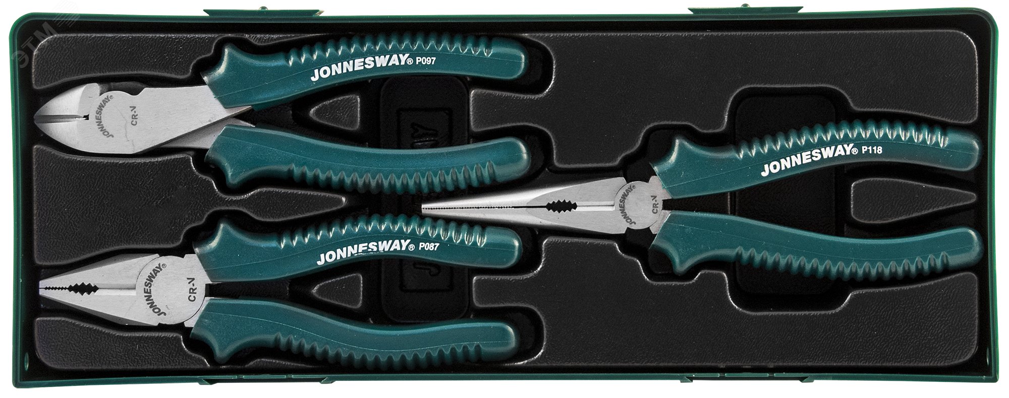 Набор шарнирно-губцевого инструмента в ложементе, 3 предмета P0803SP Jonnesway