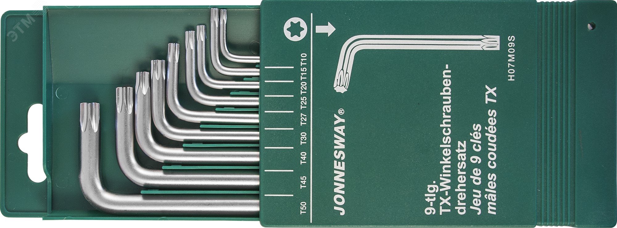 Изображение товара Комплект угловых ключей TORX H23S из стали S2 от Jonnesway