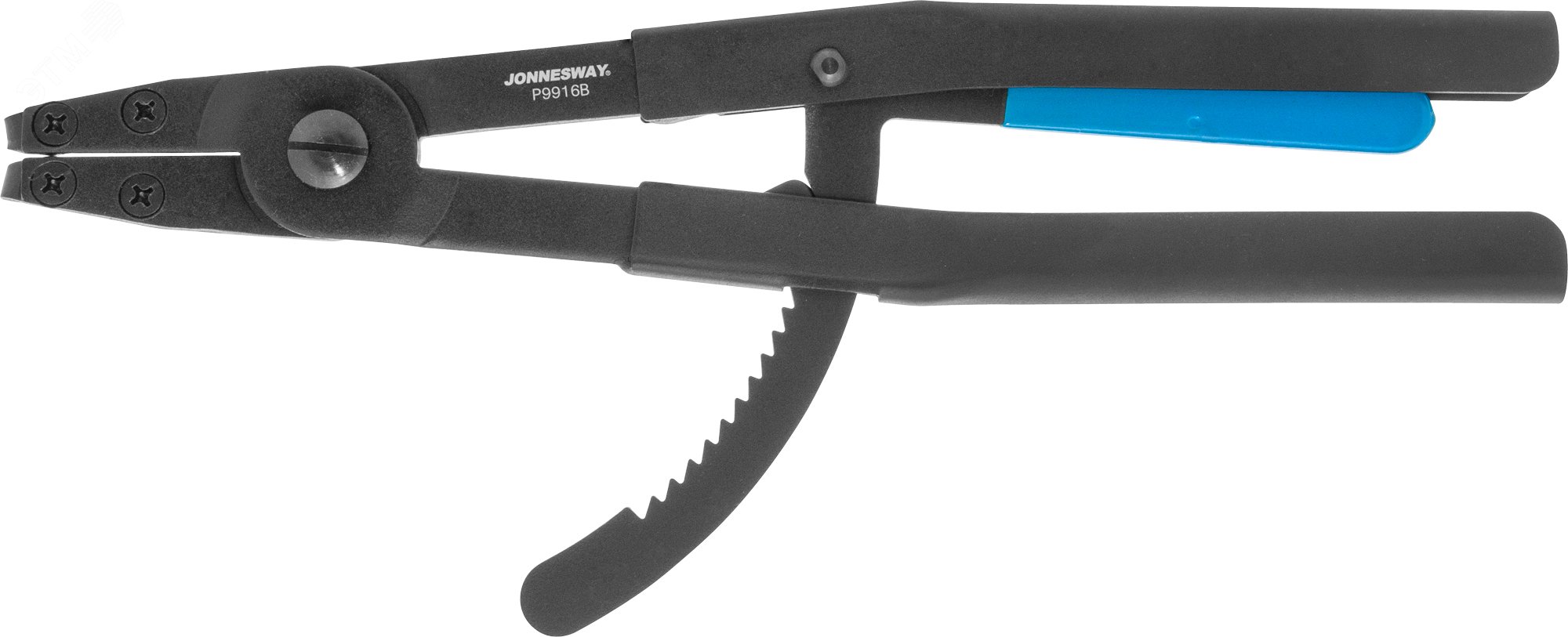 Изображение товара Щипцы загнутые 90° с фиксатором для стопорных колец, сжим, 85-170 мм, 3.5-4.0 мм, 400 мм (шт)