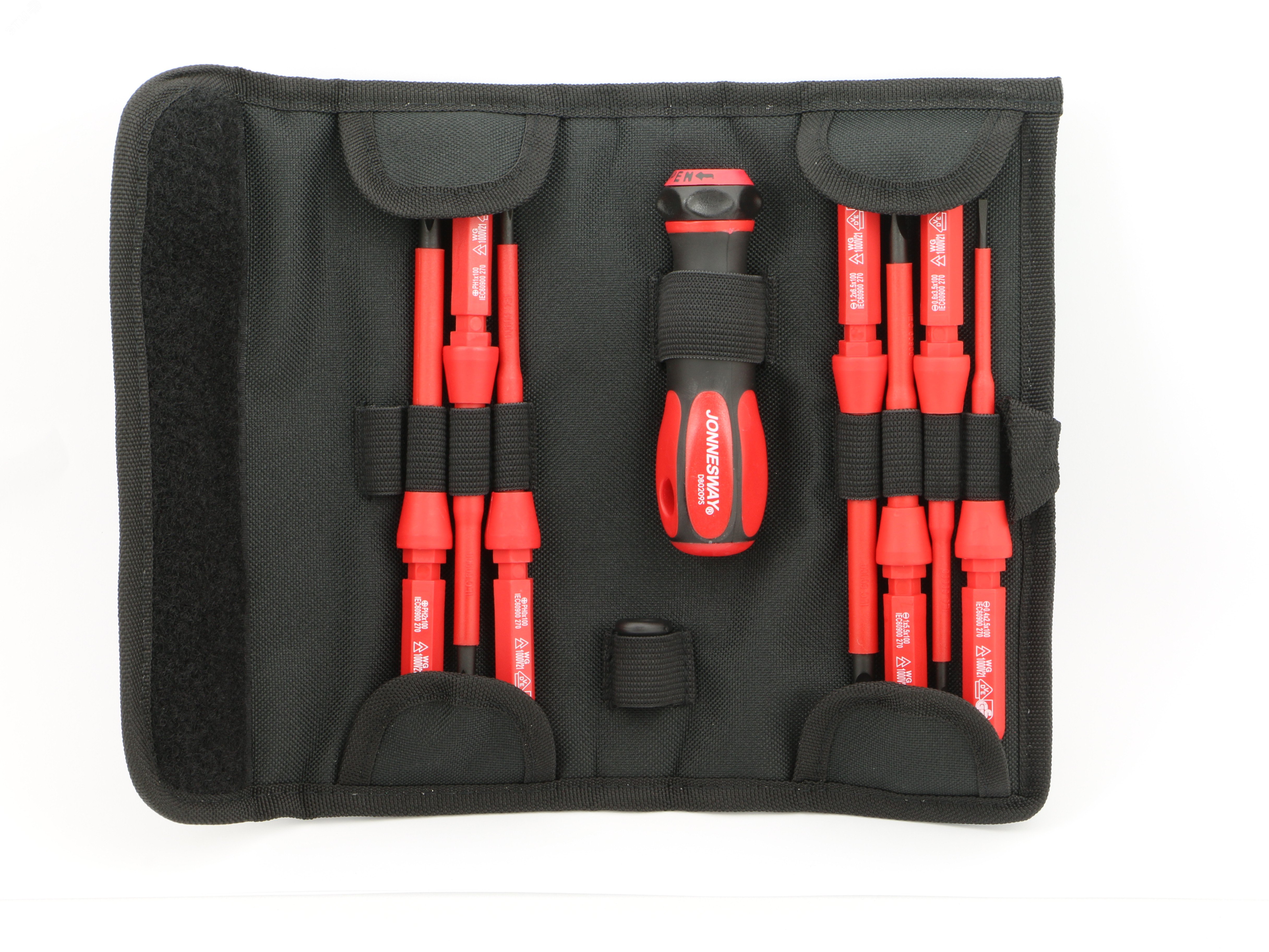 Изображение товара Отвертка диэлектрическая со сменными стержнями в наборе, 9 предметов (шт)