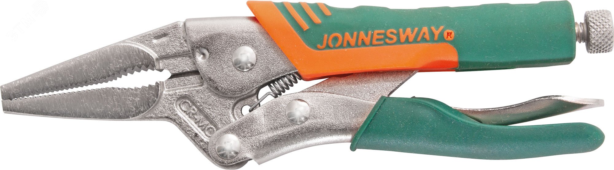 Изображение товара Зажим ручной с фиксацией, прорезиненными рукоятками и удлиненными губками, 160 мм, 0-50 мм (шт)