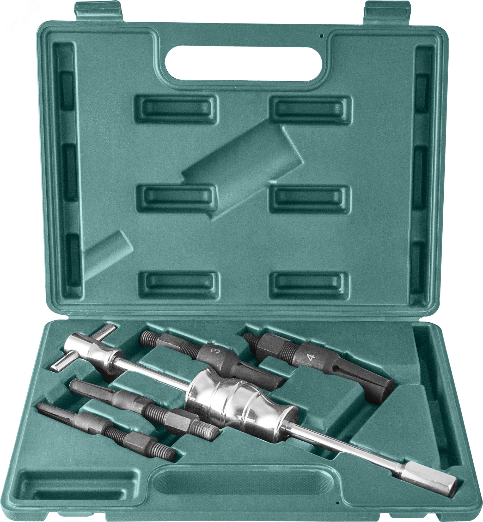 Изображение товара Съемник подшипников с удлиненными цанговыми захватами за внутреннюю обойму и обратным молотком в наборе, диапазон захватов 10-32 мм (шт)