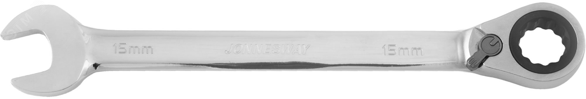 Изображение товара Гаечный комбинированный трещоточный ключ 15 мм с реверсом Jonnesway