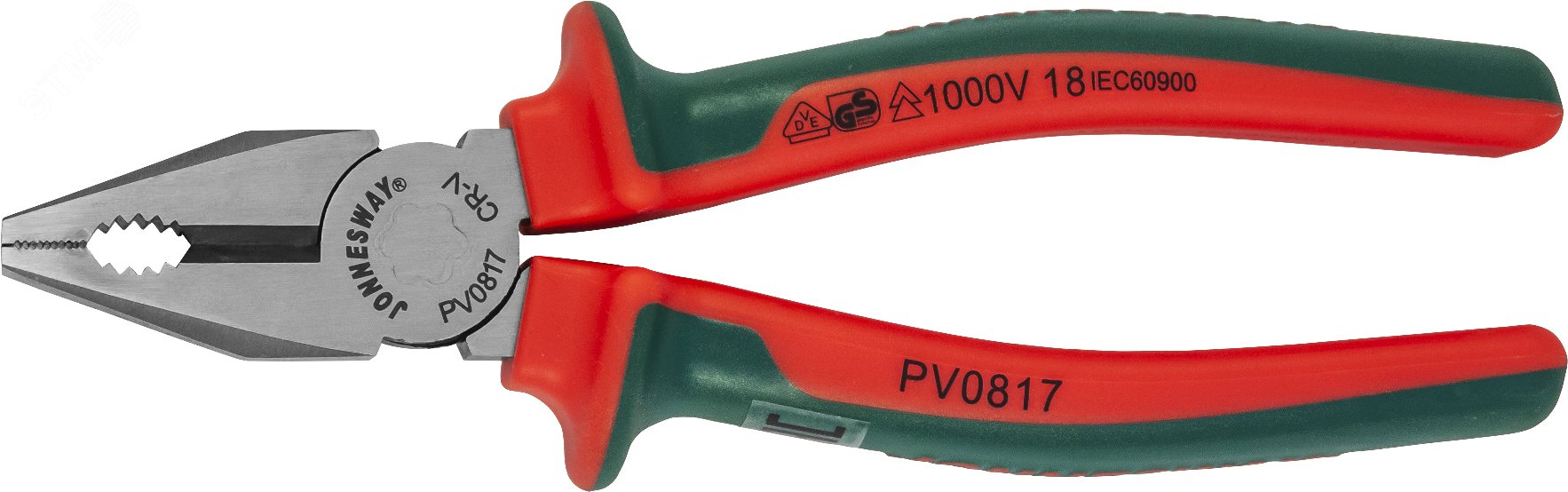 Изображение товара Пассатижи диэлектрические 160 мм с двухкомпонентными рукоятками JONNESWAY