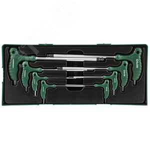 Изображение товара Комплект угловых шестигранников двусторонних с шаром 2-10мм , 8 предметов (ложемент) (шт)