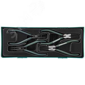 Изображение товара Универсальный набор щипцов для стопорных колец ''разжим и сжим'' 7'', 4 предмета (ложемент) (шт)