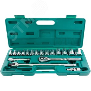 Изображение товара Набор головок торцевых дюймовых 1/2''DR, SAE 3/8''--1-1/4'', 19 предметов (шт)