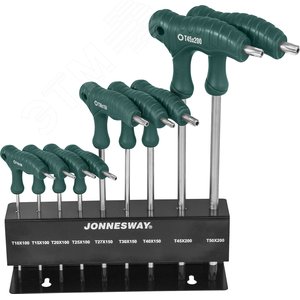 Изображение товара Набор ключей торцевых TORX® с рукояткой с центрированным штифтом Т10-Т50, 9 предметов (шт)