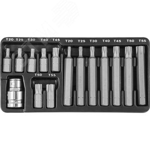 Изображение товара Набор вставок-бит 10 мм DR TORX® с переходниками, 15 предметов (шт)