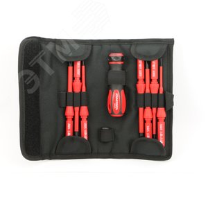 Изображение товара Отвертка диэлектрическая со сменными стержнями в наборе, 9 предметов (шт)