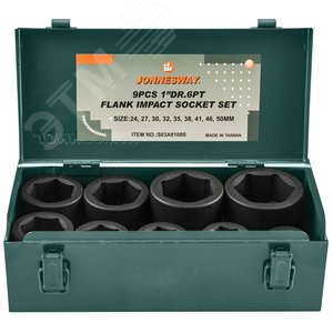 Изображение товара Набор головок торцевых ударных 1''DR, 24-50 мм, 9 предметов (шт)