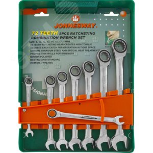 Изображение товара Набор ключей гаечных комбинированных трещоточных на держателе, 8-19 мм, 8 предметов (шт)