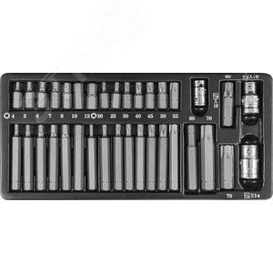 Изображение товара Набор вставок-бит 10 мм и 14 мм DR с переходниками, 35 предметов (шт)