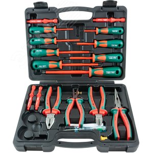 Изображение товара Набор диэлектрический, отверток стержневых и шарнирно-губцевого инструмента, 18 предметов (шт)