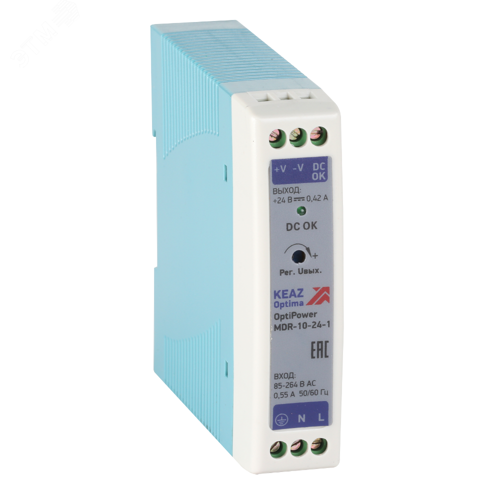 Изображение товара Блок питания OptiPower MDR-10-24-1 импульсный стабилизированный для автоматизации