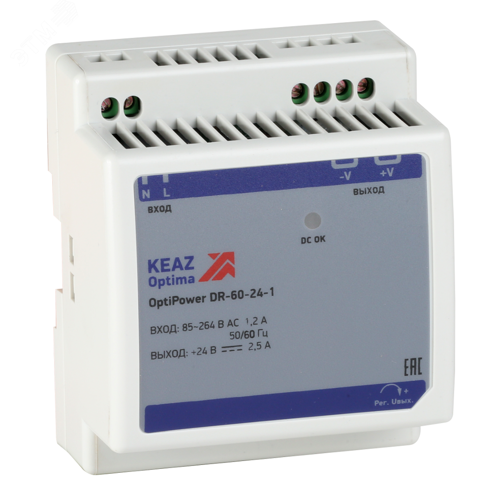 Изображение товара Блок питания OptiPower DR-60-24-1 для автоматизации и систем управления