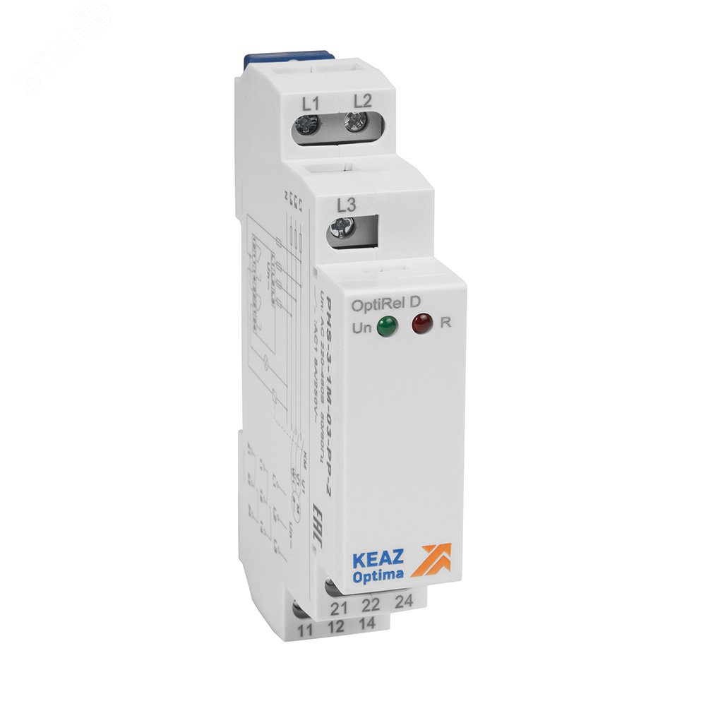 Изображение товара Реле контроля фаз OptiRel D PHS-3-1M-03-PP-2 для защиты электрооборудования