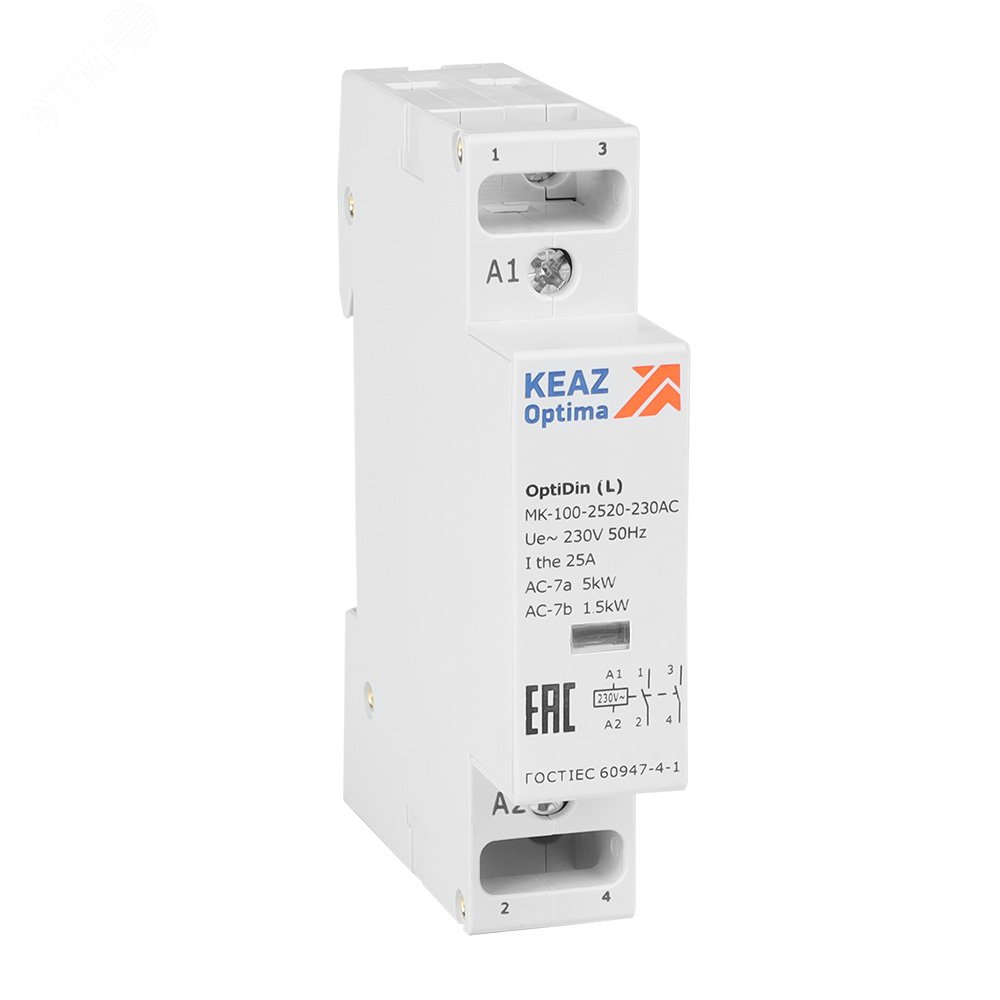 Изображение товара Модульный контактор OptiDin MK-100-2520-230AC (L) для автоматизации электросистем