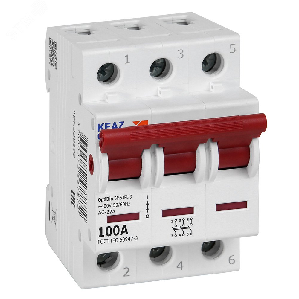 Изображение товара Выключатель нагрузки 3П 100А 400В OptiDin BM63PL-3100-УХЛ3